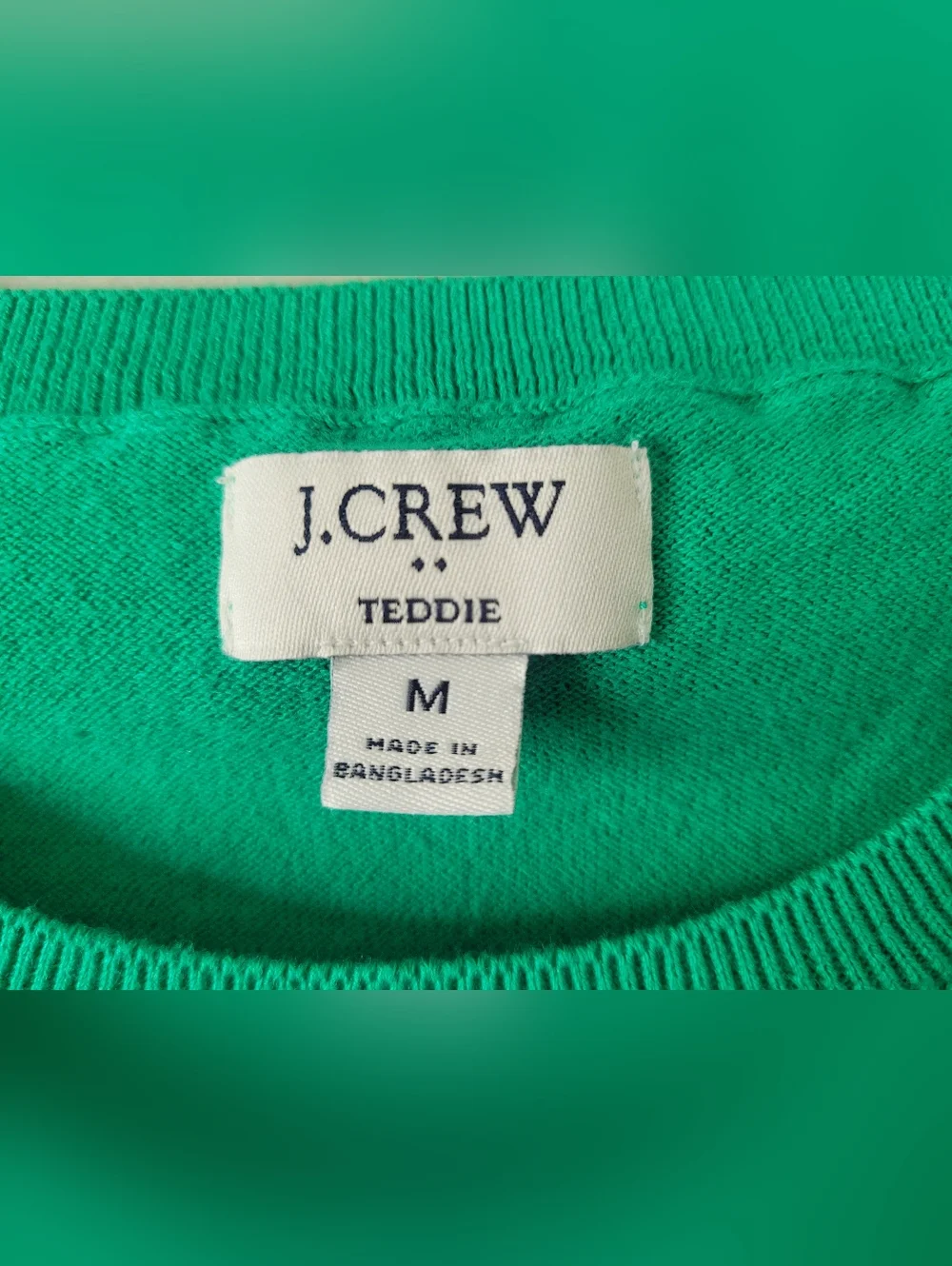 J. Crew Teddie Women's Kelly Green Crewneck Sweater 100% Cotton Medium - Picture 2 of 16